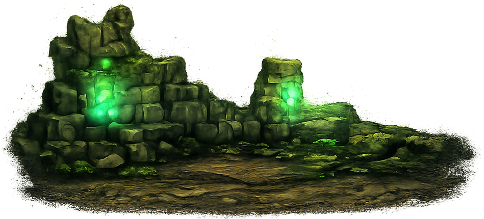 Ruins glowing with spectral energy